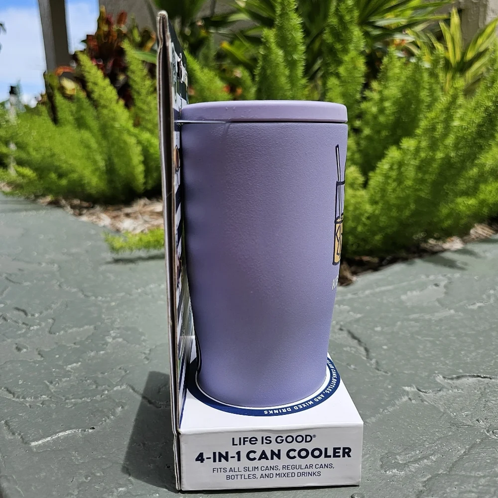 Life is Good 4-in-1 Can Cooler Orchid "Keep it Simple" - NWT - Picture 2 of 5